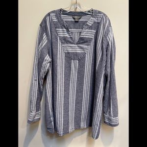 Natural Reflections Roll Sleeve Stripe Top